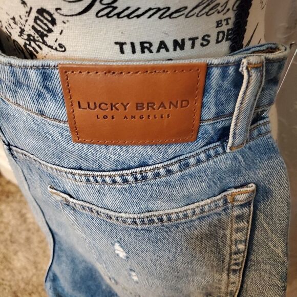 LUCKY Brand graphic distressed jean shorts sz 12/31 - Picture 4 of 10